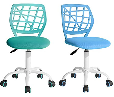 FurnitureR 2Stk Home Office Stuhl Ergonomischer justierbarer Höhendreher Rolling Computer Executive Stuhl für Home Office Arbeitszimmer, Candy Blau Türkis