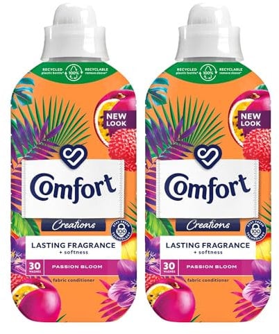 Comfort Creation Concentrated Fabric Conditioner with 100 Days of Long Lasting Fragrance and Softness Intense Liquid Fabric Softener 30 Washes, 900 ml (Passion Bloom, Buy 2)