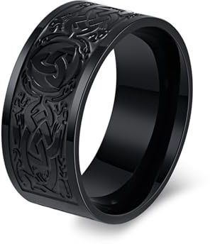 Mesnt Edelstahlringe Herren, Männer Ring aus Edelstahl 10MM breiter Ring mit keltischem Knoten-Muster