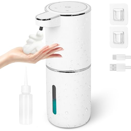 HIGSPE 380ml Seifenspender Automatisch Wand Ohne Bohren, Wasserdicht Elektrischer Seifenspender mit Sensor Infrarot, USB Wiederaufladbar Schaumseifenspender No Touch, Soap Dispenser
