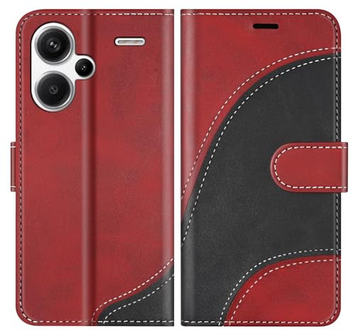 BoxTii Coque pour Xiaomi Redmi Note 13 Pro Plus 5G, Housse en Cuir PU Pochette de Portefeuille, Magnétique Étui de Protection Housse Coque pour Redmi Note 13 Pro Plus 5G, Rouge