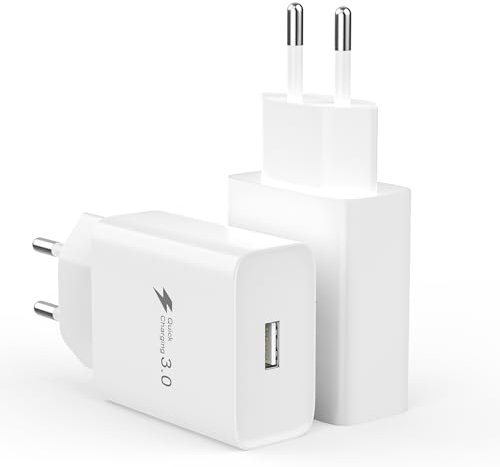 Type-C Chargeur Rapide pour Samsung Galaxy A16, A15, A14, A13, A15, A12, 4G/5G, S10, S9, S8, A04S, A05S, A33, A23, A53, S24, S23, S22, S21, S20 Compatible Xiaomi Redmi, avec Blanc 2-Pack