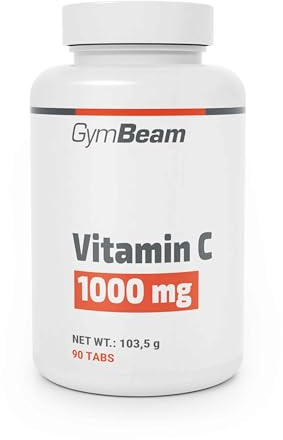 GymBeam Vitamin C 1000mg Kapseln - 1000 mg Ascorbinsäure pro Tablette, unterstützt Nerven- und Immunsystem, reduziert Müdigkeit, fördert Stoffwechsel & Kollagenbildung (90 tbl)