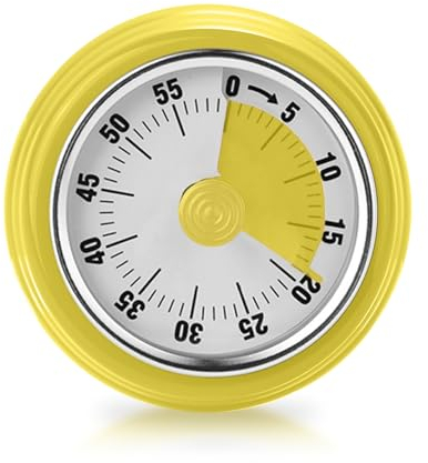 Visueller Timer, 60-Minuten Countdown Kochuh Timer, Küchentimer Magnetisch, Mechanisches Uhrwerk Keine Batterien Erforderlich, Kurzzeitwecker Küche für Studie/Arbeit/Kochen,73 x 36 mm (Gelb)