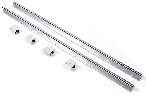 ERnonde Linearschiene, 2X 1500mm Linearführung set Linearwelle 4X SBR16UU Lagerblock Kohlenstoffstahl für Werkzeugmaschinen Biegemaschinen Laserschweißmaschinen Silber