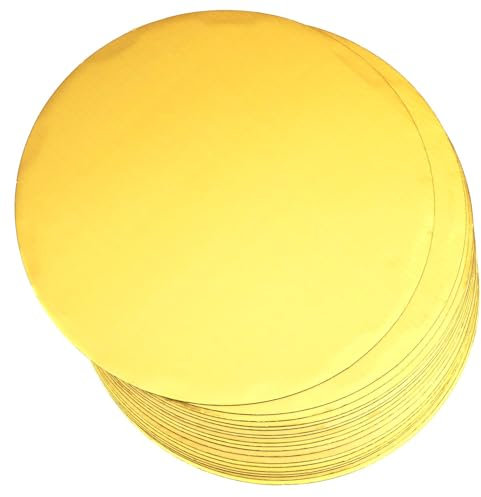 Gcardist 25 Stück Goldene Kuchenbretter Rund 30 cm Kreise Runden Basis Lebensmittelqualität Pappe Kuchenplatte (Dünner, aber stärker, 12 inch)
