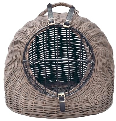 Aumüller Katzenhöhle/Transportkorb aus Vollweide, Vintage Grau/Braun - 50 cm