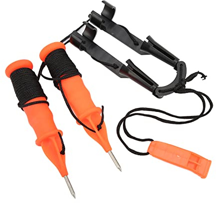 Masyrt Ice Pickaxe, Ice Pickaxe with Whistle, Flexible Safety Pickaxe for Ice Fishing, Portable Emergency Equipment, Ice Pickaxe