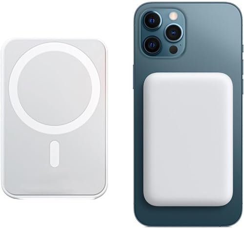 Batería Externa 5000mAh mag-Safe Magnetic Power Bank, Banco de alimentación inalámbrico magnético Cargador portátil Carga rápida Compatible con 15 14 13 12 11 X/Androi (ABL)