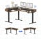 FLEXISPOT Höhenverstellbarer Schreibtisch Elektrisch, Höhenverstellbarer L-förmiger Schreibtisch mit flexiblem Design und Stauraum, Eckschreibtisch mit Schublade(Braun)