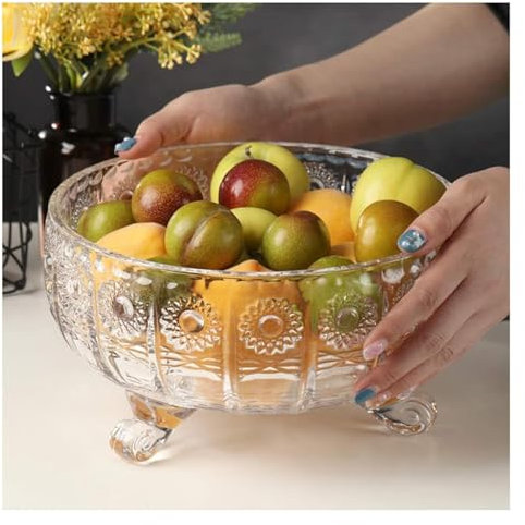 Frutero, Plato de Fruta de Cristal de Cristal, Cuenco Creativo for Frutas for el Centro de Mesa de la Cocina, Cuenco Redondo for Verduras, Cuencos de Cocina for Verduras, Pan y bocadillos