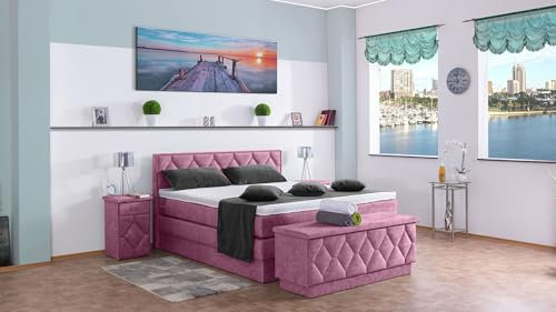 Boxspringbett Yara 240x220, DS-Viola, 7-Zohnen Taschenfederkernmatratze, Ergoflex - Inklusive Aufbau - Deutscher Hersteller