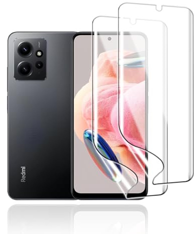 KoasVonson Protector de Pantalla Hidrogel para Xiaomi Redmi Note 12, 2 Pcs | TPU HD flexible y transparente, antiarañazos, tacto preciso, autorreparable, huella dactilar, reconocimiento facial