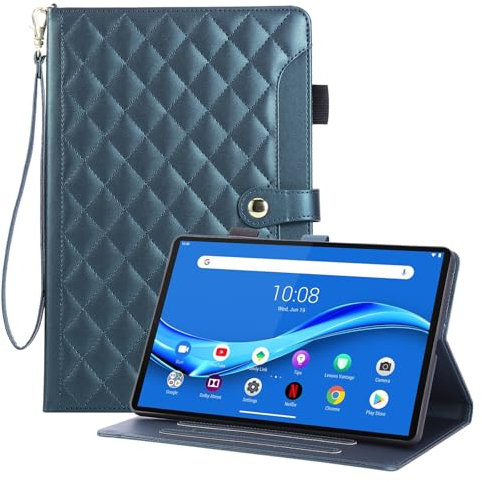 Rosbtib Coque Étui pour Lenovo Tab M10 FHD Plus/K10 2020 TB-X606F/X606X/X6C6F 10.3, Étui en Cuir PU brodé à Carreaux avec dragonne, Support et Bouton magnétique pour Lenovo Tab M10 FHD Plus, Vert