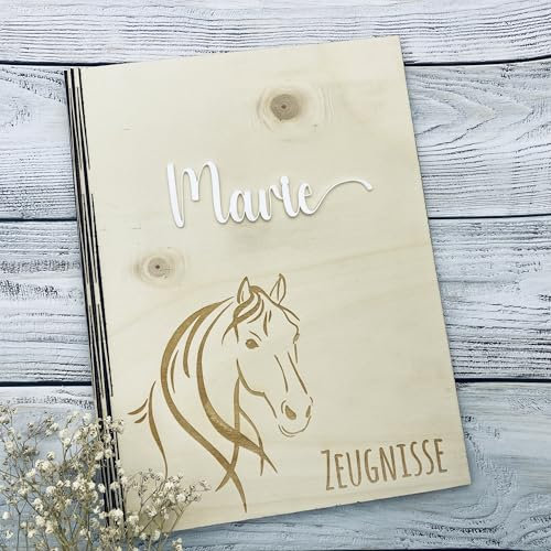 Zeugnismappe personalisiert aus Holz | Geschenk zum Schulstart | Zeugnisordner mit Namen | Einschulungsgeschenk für Mädchen und Jungen