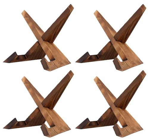 HEIYUET 4 Stück Tellerständer Holz Fotoständer, Bilderrahmen Ständer Tellerhalter Aufsteller Holz Display Ständer für Menüs, Fotos, Rezepte, Zeitschriften, 21,5 x 12,5 x 16,5 cm