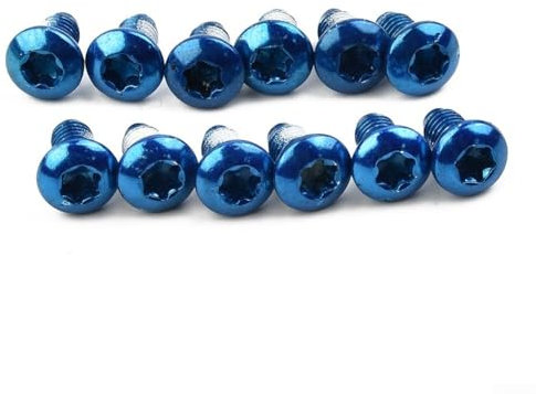 Set di dodici viti Torx M5 x 9 mm T25 in acciaio inox per freni a disco MTB (blu)