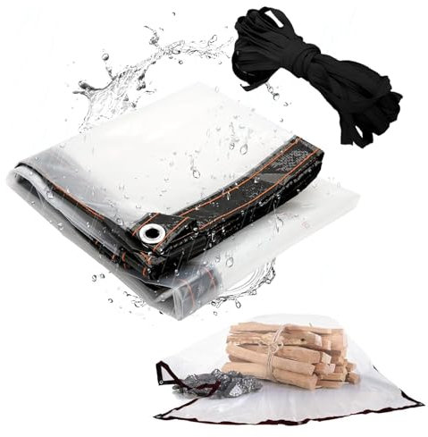Lona Impermeable Exterior con Ojales, 1x1.5m Lona Impermeable Transparente con Ojales con 1m SOGA, Duradera Resistente a Desgarros para Protección Multiusos para Terrazas Muebles Jardín Coche