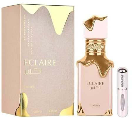 Eclaire Eau da Parfum, 100 ml, arabisches Parfüm für Damen, lange Haltbarkeit, Import aus Dubai, inklusive nachfüllbarem Zerstäuber, 5 ml, blumiger und süßer Duft (Eclaire)
