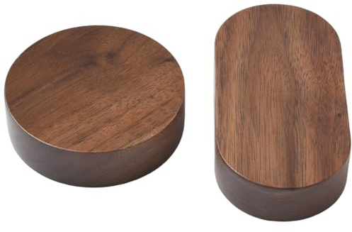 Beebeecraft 2 Support de Présentation en Bois 2 Styles 2.8x0.84x2x0.8cm /(10)(2) cm Rond et Ovale en Noyer pour Bijoux Petits Jouets Base de Table pour Bracelets Bagues Clés Montres Colliers Aliments