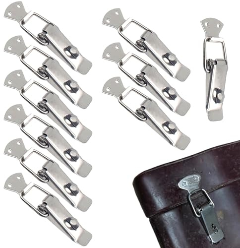 RLMVGBX 10 Pack 56mm Stainless Steel Spring Loaded Toggle Latch, Duck Billed Tension Clasp with Screws, Quick Release Lever Catch Clamp for Drawer, Cabinet, Toolbox & Case