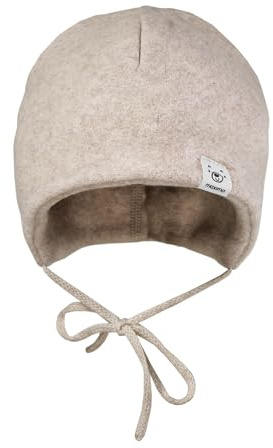 maximo GOTS Baby-Mütze,Baumwollfleece Bindeband, doppelt Made in Germany Baumwollfleece