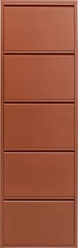 Kare Design Schuhschrank Caruso, Braun, Metall, mit 5 Klappen, Schuhablage für 6 Paar Schuhe, schmal, platzsparend, hoch, Schuhregal, Eingangsbereich, 173x50x15 cm