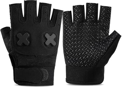 Cykelhandskar barn halvfinger storlek L svart för 8 till 11 år | Ventilerande handskar av polyester och mikrofiber med silikonprickar för cykel MTB skoter och utomhussporter