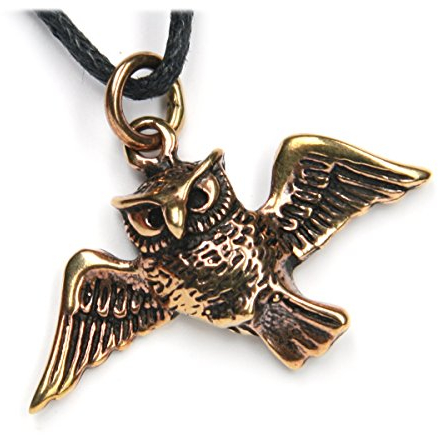 Drachensilber Eule fliegend Schmuck Anhänger Bronze, Länge mit Öse: 2,5cm, inkl. Band