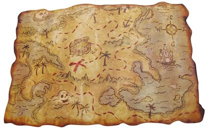 P'TIT Clown - 20019 - Carte au Trésor - Treasure, Gold Map - Accessoire pour Décoration Anniversaire Enfants, Carnaval, Halloween, Chasse au Trésor - 29 x 45 cm