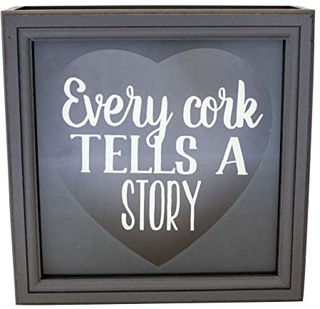 Boston Warehouse Shadowbox Wine Cork Holder Every Cork Tells A Story 10-Inch Gray
