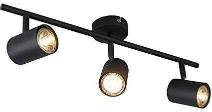 QAZQA - Modern IndustrieSpot I Spotlight I Deckenspot I Deckenstrahler I Strahler I Lampe I Leuchte schwarz kippbar - Jeana 3-flammig Spotbalken I Wohnzimmer I Schlafzimmer - Stahl Länglich - LED geei