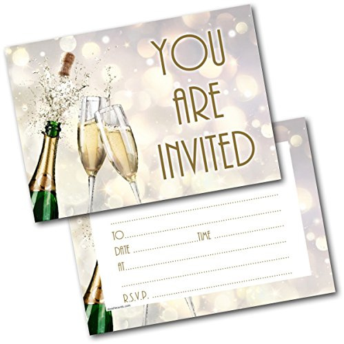 doodlecards Pack of 20 Adult Champagne Party Invitations Invites With Envelopes Birthday Or Other Occasion