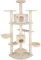tectake® Katzen Kratzbaum groß, Katzenbaum mit Zubehör und Katzenspielzeug, XXL Katzenkratzbaum mit 2X Katzenhaus, Spielturm mit Kratzsäule, Kratzstamm aus Sisal - beige/weiß