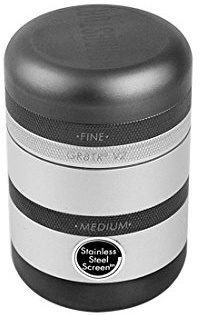 Kannastör GR8TR V2 Grinder - Solid Body with Stainless Steel Easy Change Screen (Matte Silver)