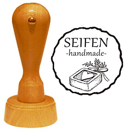 Stempel SEIFEN HANDMADE - Durchmesser ca. Ø 40 mm - mit Motiv