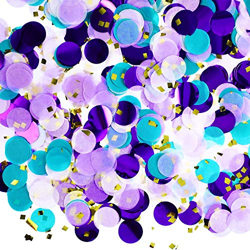 Round Tissue Paper Table Confetti for Wedding Anniversary Party Decoration, 50g 0.98 Inch Purple Teal Confetti