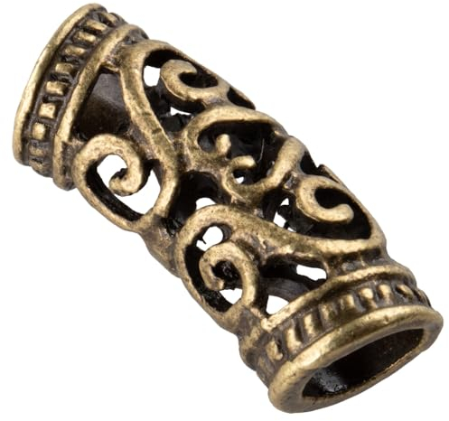 West Coast Paracord Gebogene Wikinger-Runen-Metallperlen, ideal für Schmuck oder Haarperlen, antikes Wikinger-Design (Gold, 50 Stück)