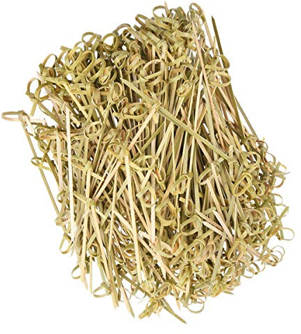 DC-BEAUTIFUL 200 Pack Natural Bamboo Knot Skewers, 6 Inch Bamboo Twisted End Cocktail Picks, Appetizer Picks for Party Snacks Club Sandwiches Finger Food Barbecue Must (6.0”)