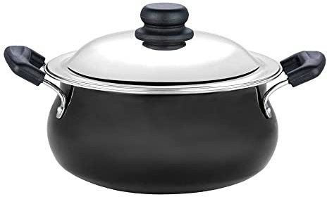 Vinod IHAHL-6.5L Induction Friendly Handi with Stainless Steel Lid, Aluminum, Hard Anodised