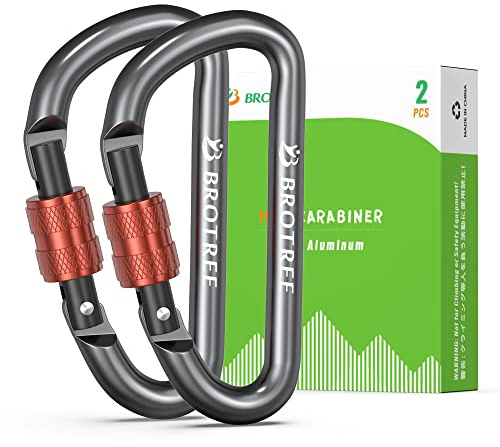 Brotree Karabiner Klein Karabinerhaken mit Schraubverschluss 6cm D Ring | Schraubkarabiner, Aluminium, D-Typ, für Camping, Schlüssel, Rucksack