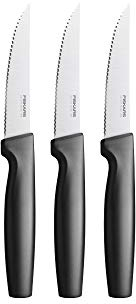 Fiskars Set di coltelli da coltello, 3 pezzi, Functional Form, Acciaio inox/Plastica, Nero, 1057564