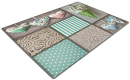 Country Kitchen Glass Worktop Savers | Large Heat Resistant Grey Blue Hearts Chopping Boards