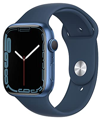 Apple Watch Series 7 (GPS, 45mm) Smartwatch con cassa in alluminio blu con Cinturino Sport blu abisso - Regular Fitness tracker, app Livelli O₂, resistente all’acqua