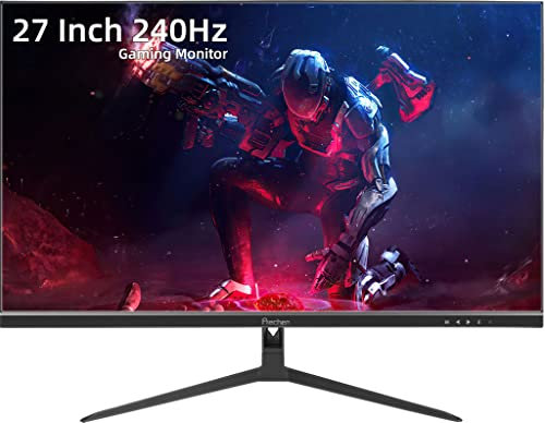 Prechen 27 Inch Gaming Monitor Frameless FHD 1920x1080, IPS Monitor 240Hz (144Hz Supported) Gaming Display, AMD FreeSync Premium, 1ms GTG Response Time, 400cd/m², Eye Care, HDMI, DisplayPort, Black