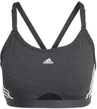 adidas HC7870 XSDD Women's Workout Bra Light Support AER Ls 3S, Dark Grey Heather/White
