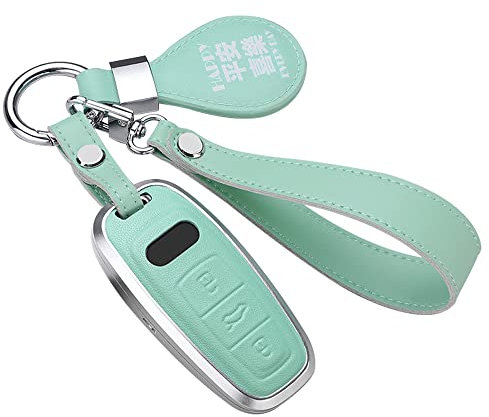 ontto Leder Schlüsselanhänger Cover Schlüsselhalter Schlüsselhalter Vollschutz Fit für Audi A6 A7 A8 2019-2021 Grün, green