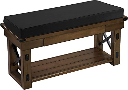2 Seater Bench Cushion 108x45x6cm Thick Bench Pad Mat for Garden Patio Seat, Soft Seat Pad for Garden Furniture Chair Indoors Outdoors, Only Cushion (Black)