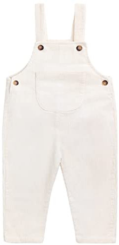 Camilife Bebè Bimbi Bimbe Salopette in Velluto a Coste Dungarees Pantaloni a Coste Pantaloni Harem Vintage Retro - Beige Bianco Taglia 86