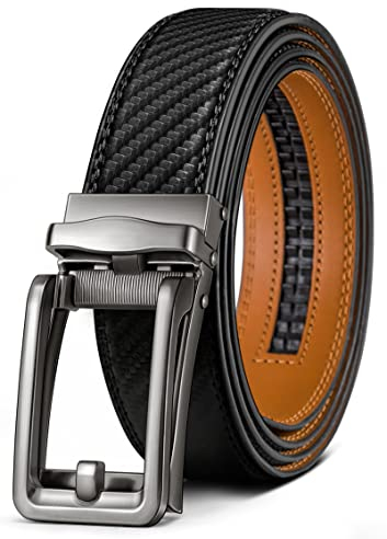 KEMISANT Ledergürtel Herren, Gürtel Herren Automatik Ratsche Leder Gürtel 35mm für Anzug und Freizeit,Mikroverstellbarer Gürtel Passt Überall(Schwarz-110cm/30-36 taille verstellbar)